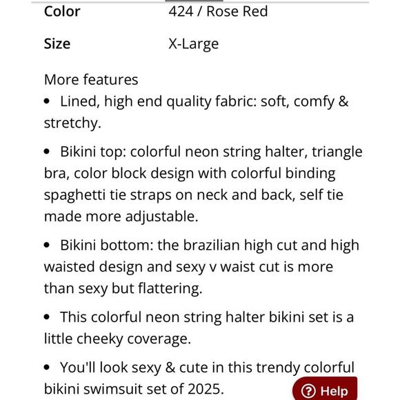 Women's Colorful String Bikini Set Sexy Triangle Two Piece Neon Bikini Size XL - Picture 10 of 11